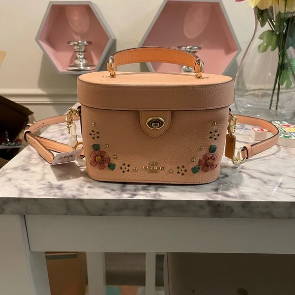 Coach Pink Crossbody Bag with Floral Accents - Picture 1 of 9